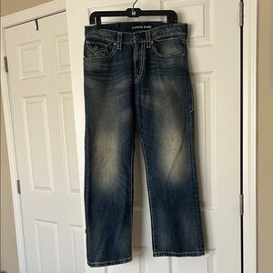 Express Men's Blake Loose Fit Boot Cut Dark Blue Jeans